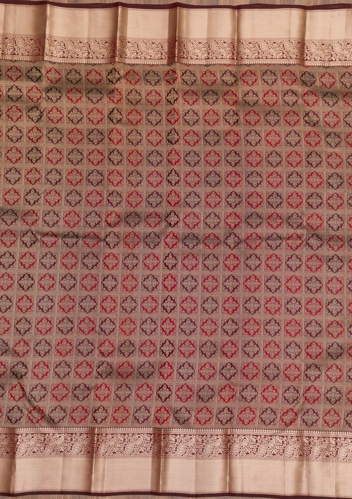 Brown Zariwork Pure Silk Saree