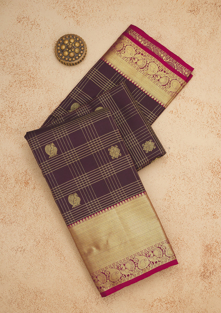 Brown Zariwork Pure Silk Saree