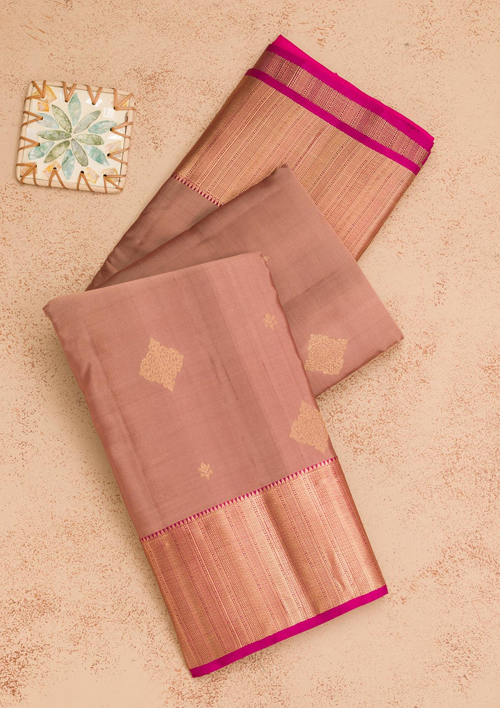 Brown Zariwork Pure Silk Saree