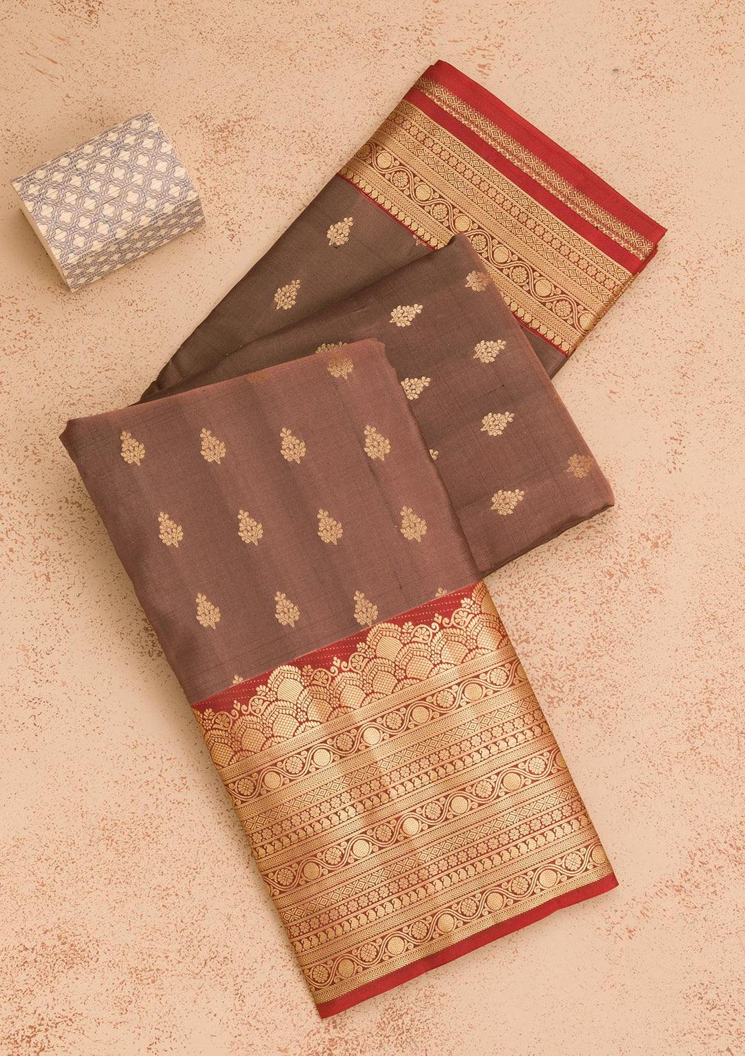 Brown Zariwork Pure Silk Saree