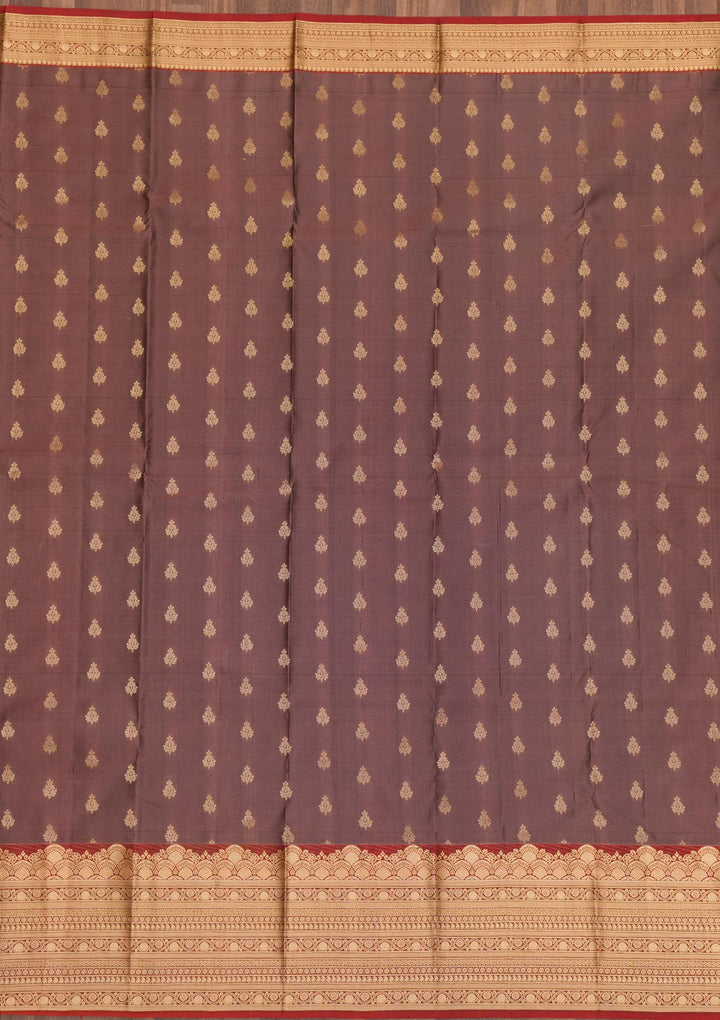 Brown Zariwork Pure Silk Saree