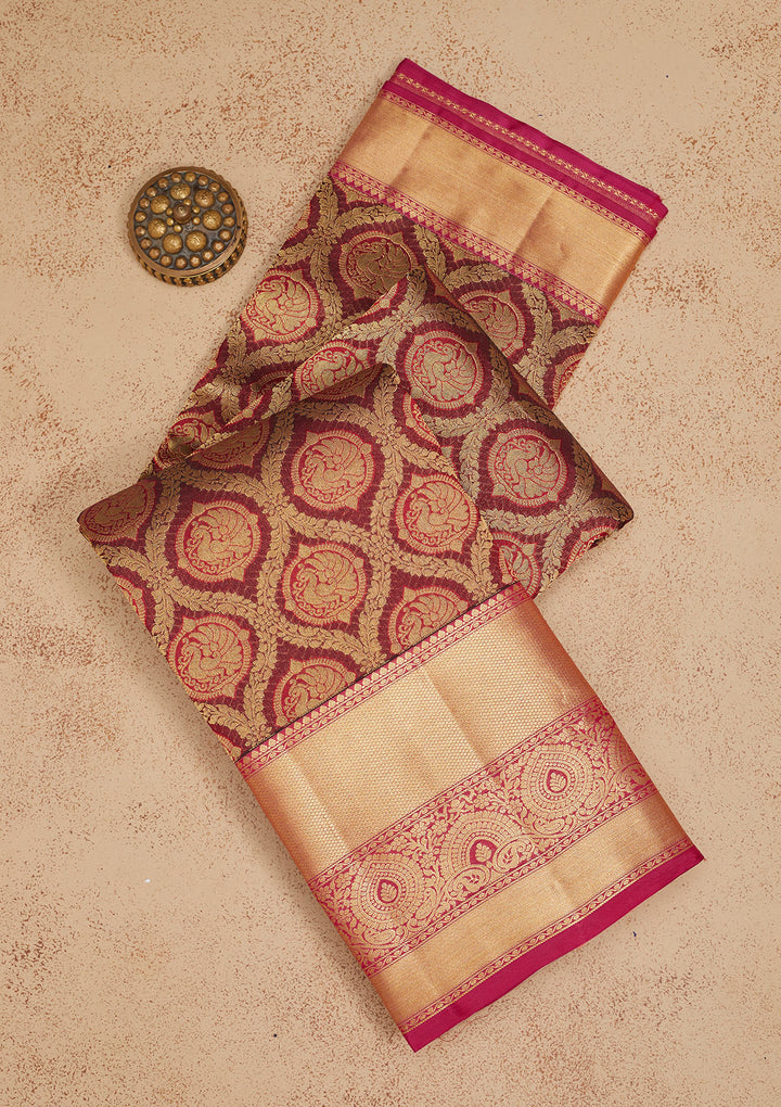 Brown Zariwork Pure Silk Saree