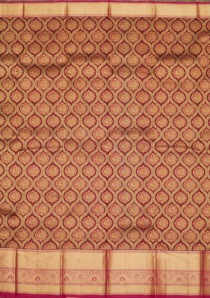 Brown Zariwork Pure Silk Saree