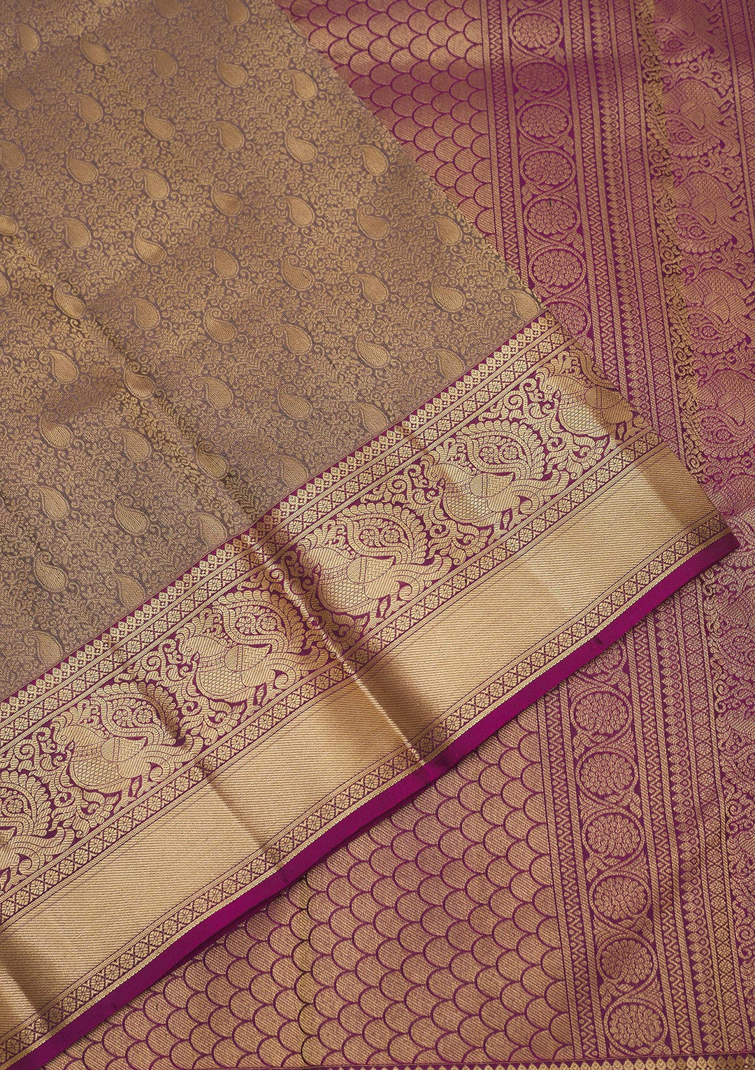 Brown Zariwork Pure Silk Saree