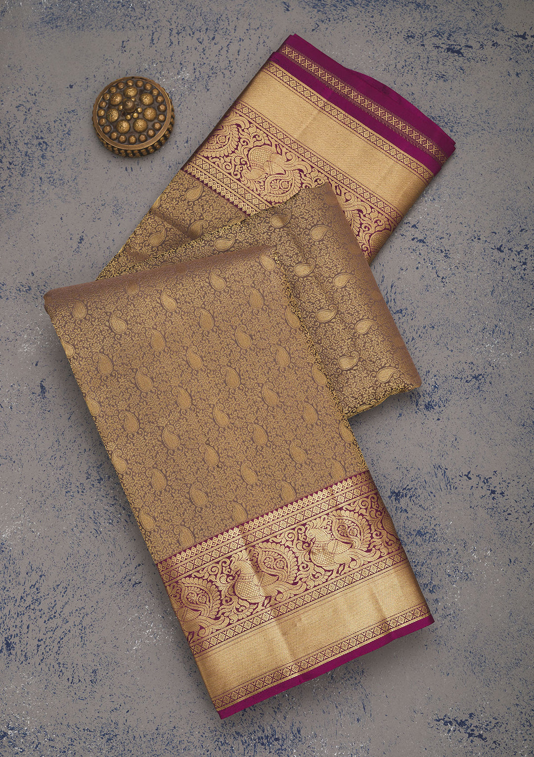 Brown Zariwork Pure Silk Saree