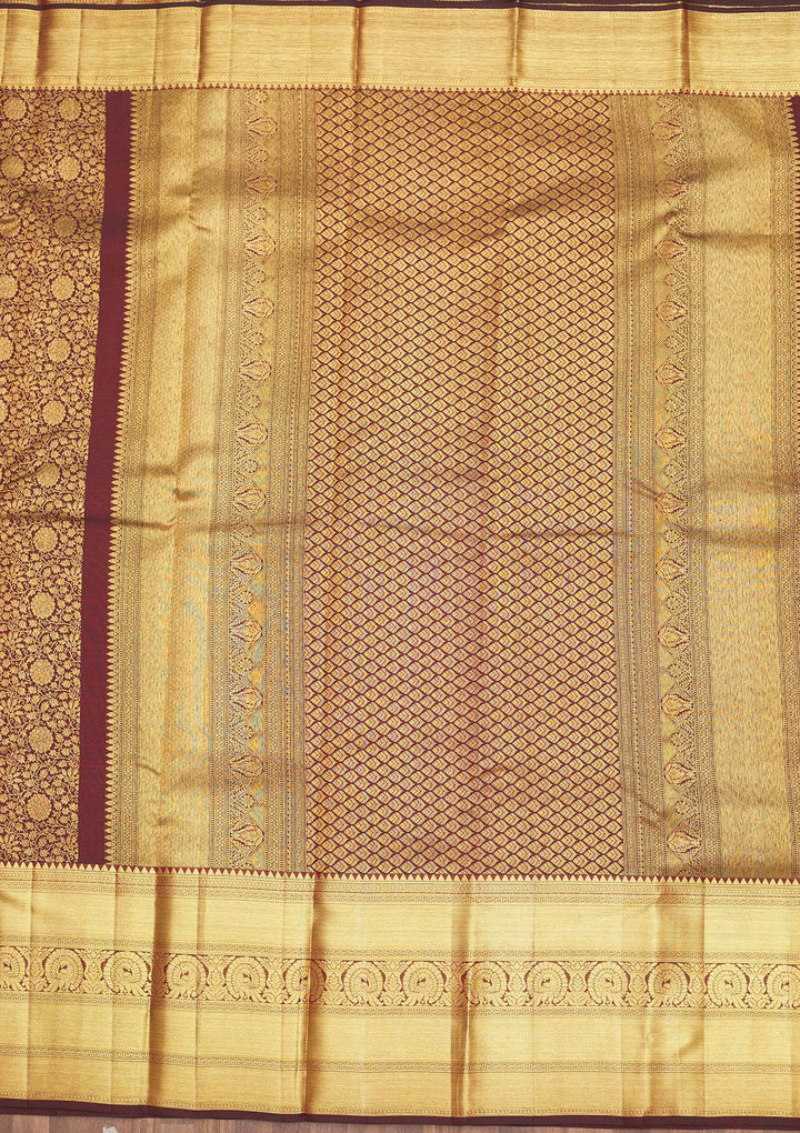 Brown Zariwork Pure Silk Saree