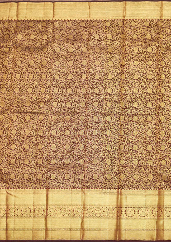 Brown Zariwork Pure Silk Saree