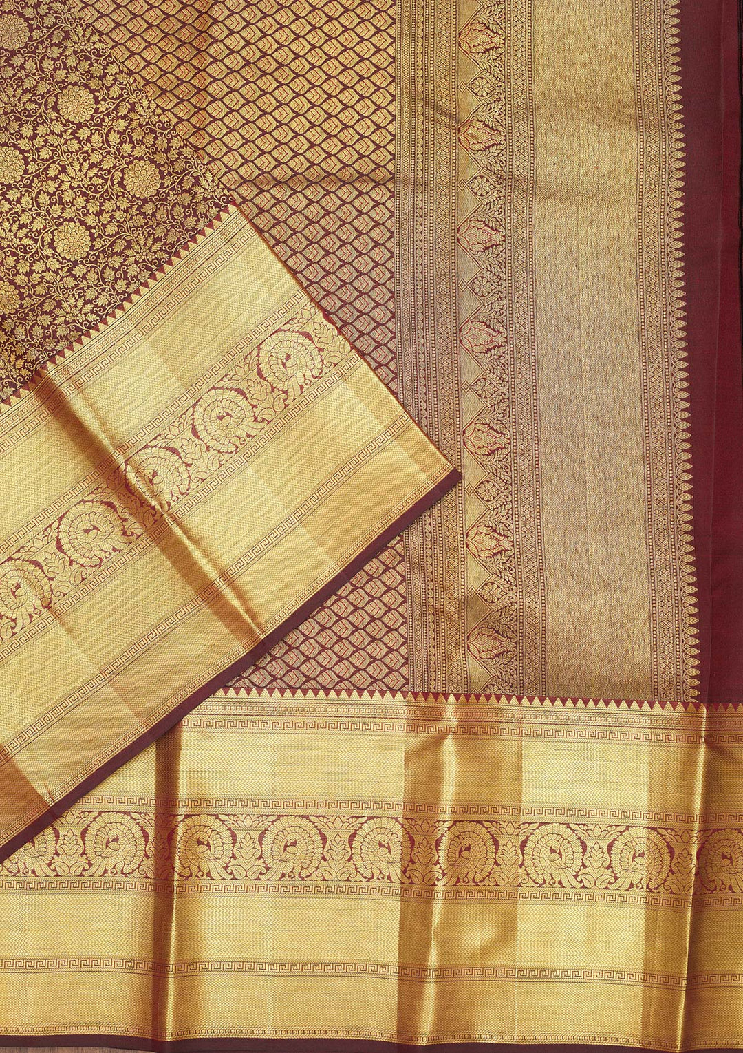 Brown Zariwork Pure Silk Saree