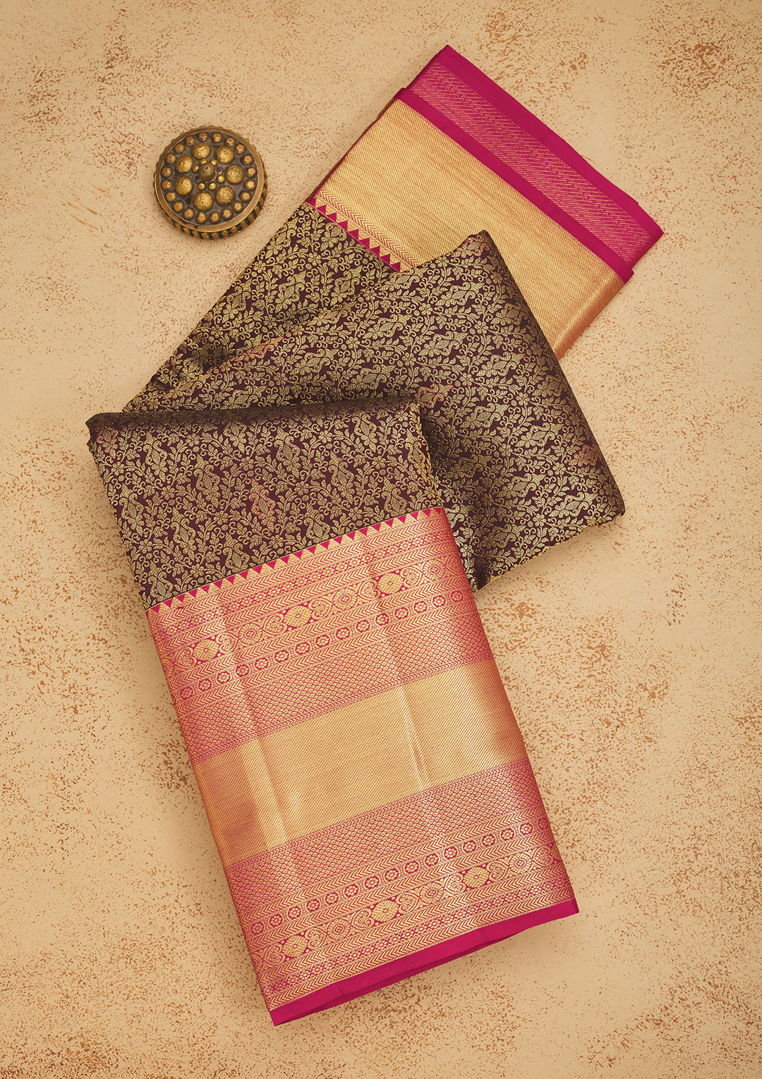 Brown Zariwork Pure Silk Saree