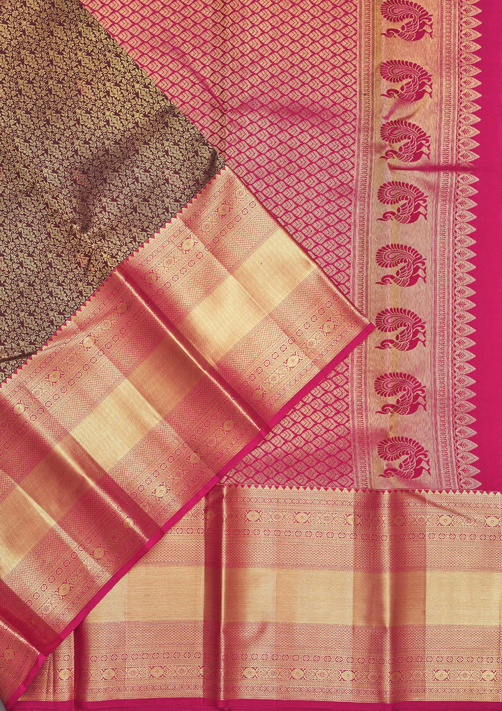 Brown Zariwork Pure Silk Saree