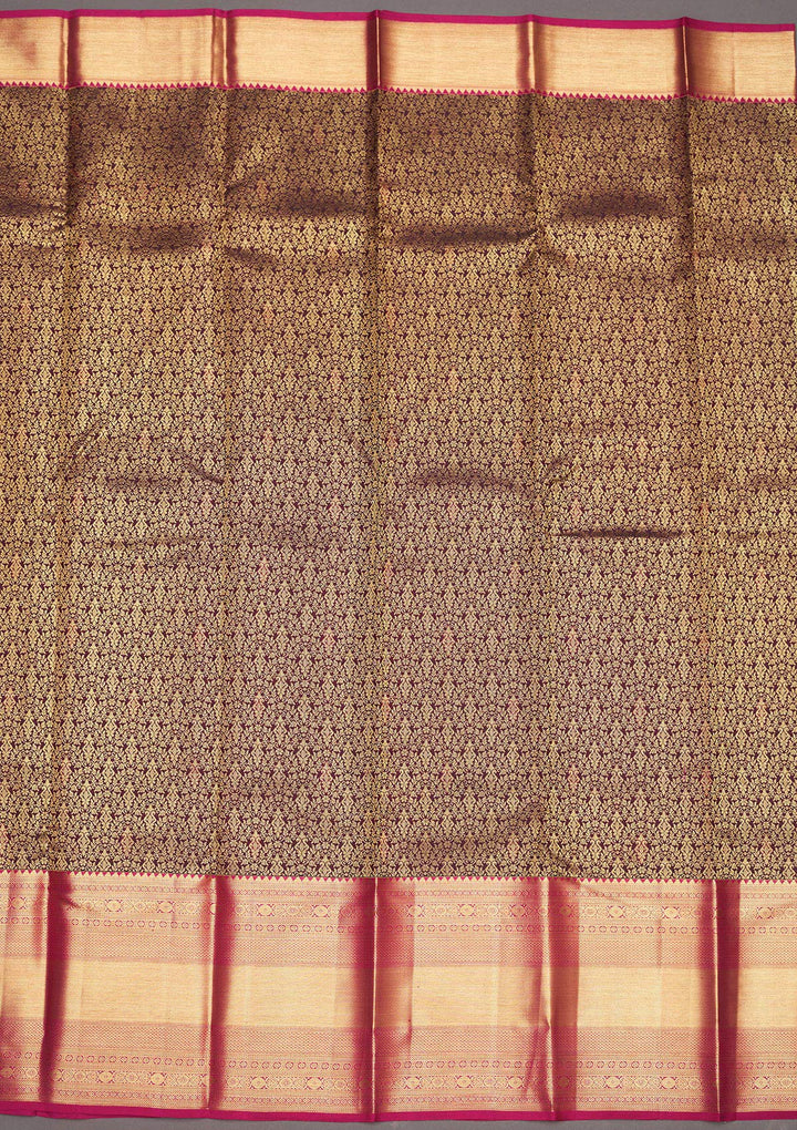 Brown Zariwork Pure Silk Saree