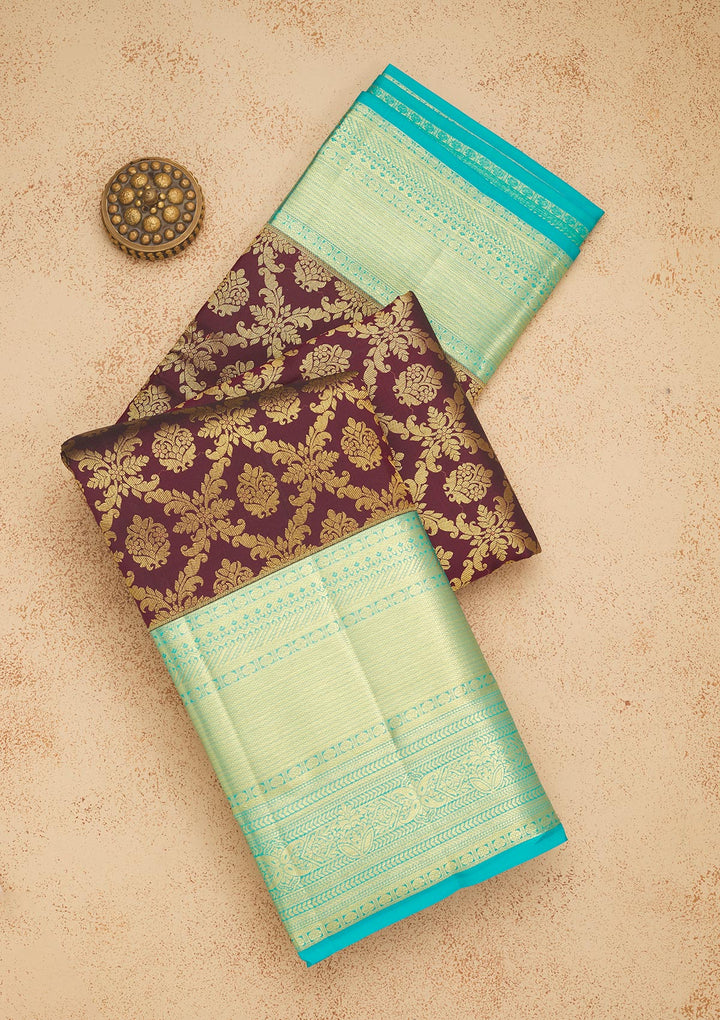 Brown Zariwork Pure Silk Saree