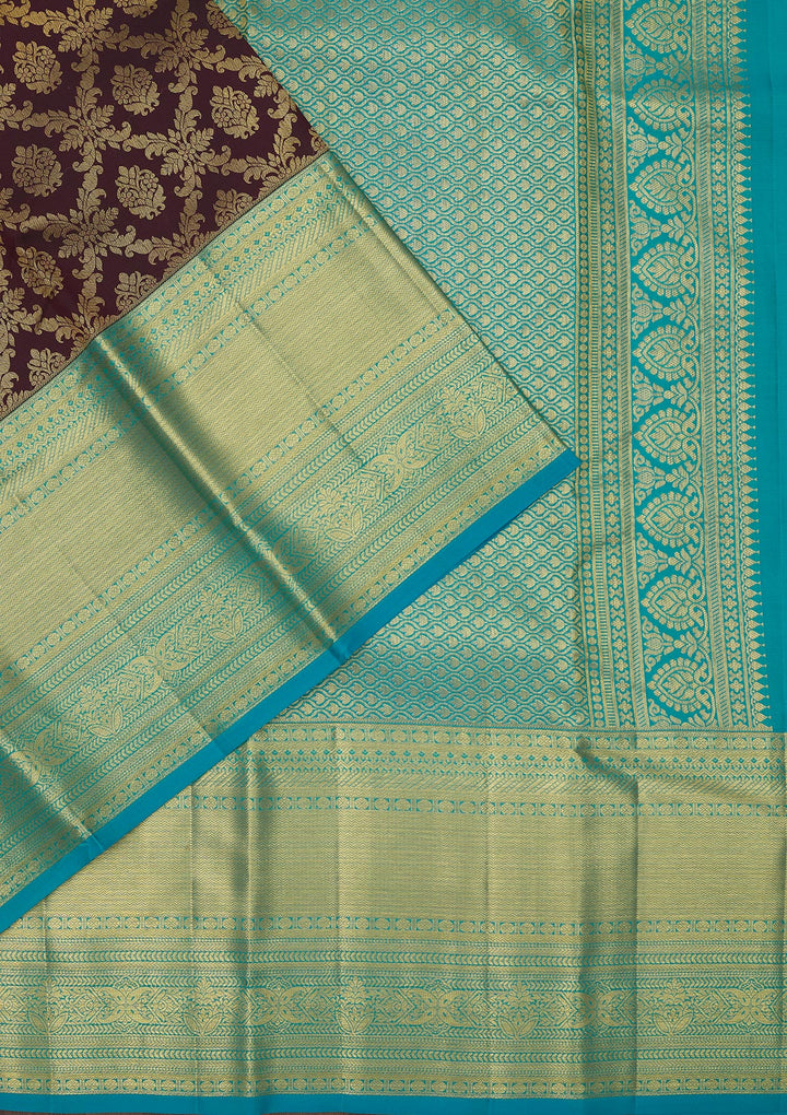 Brown Zariwork Pure Silk Saree