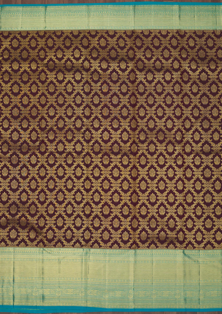 Brown Zariwork Pure Silk Saree