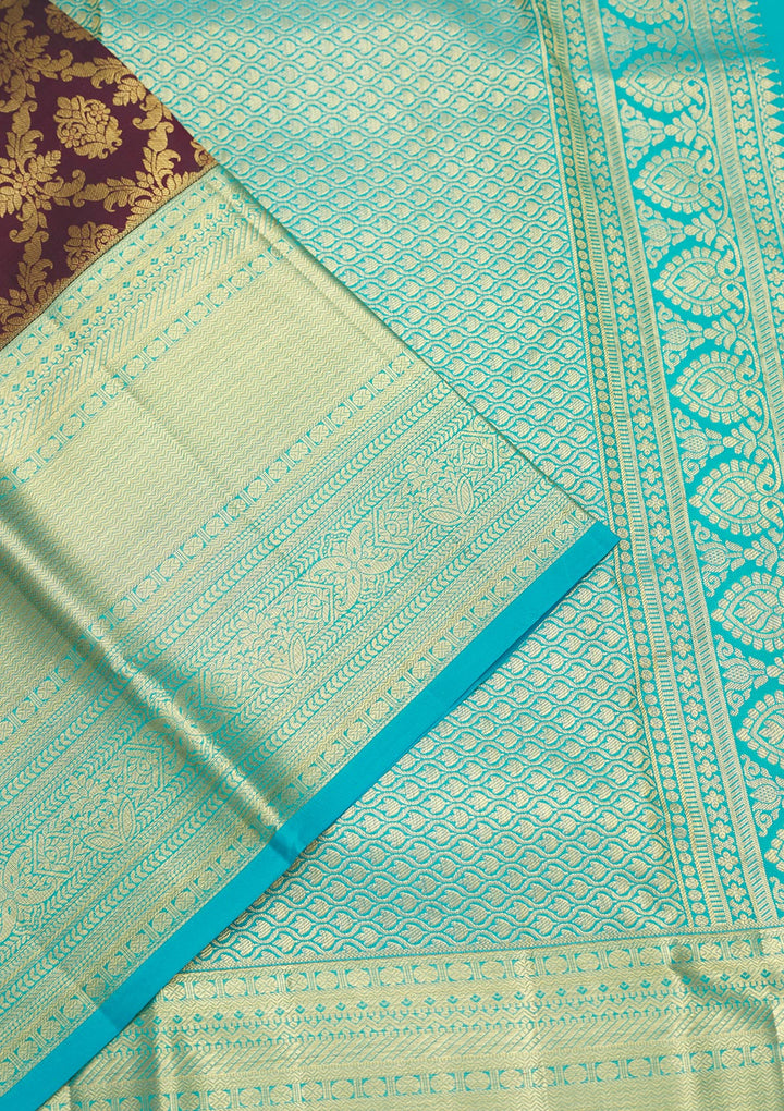 Brown Zariwork Pure Silk Saree