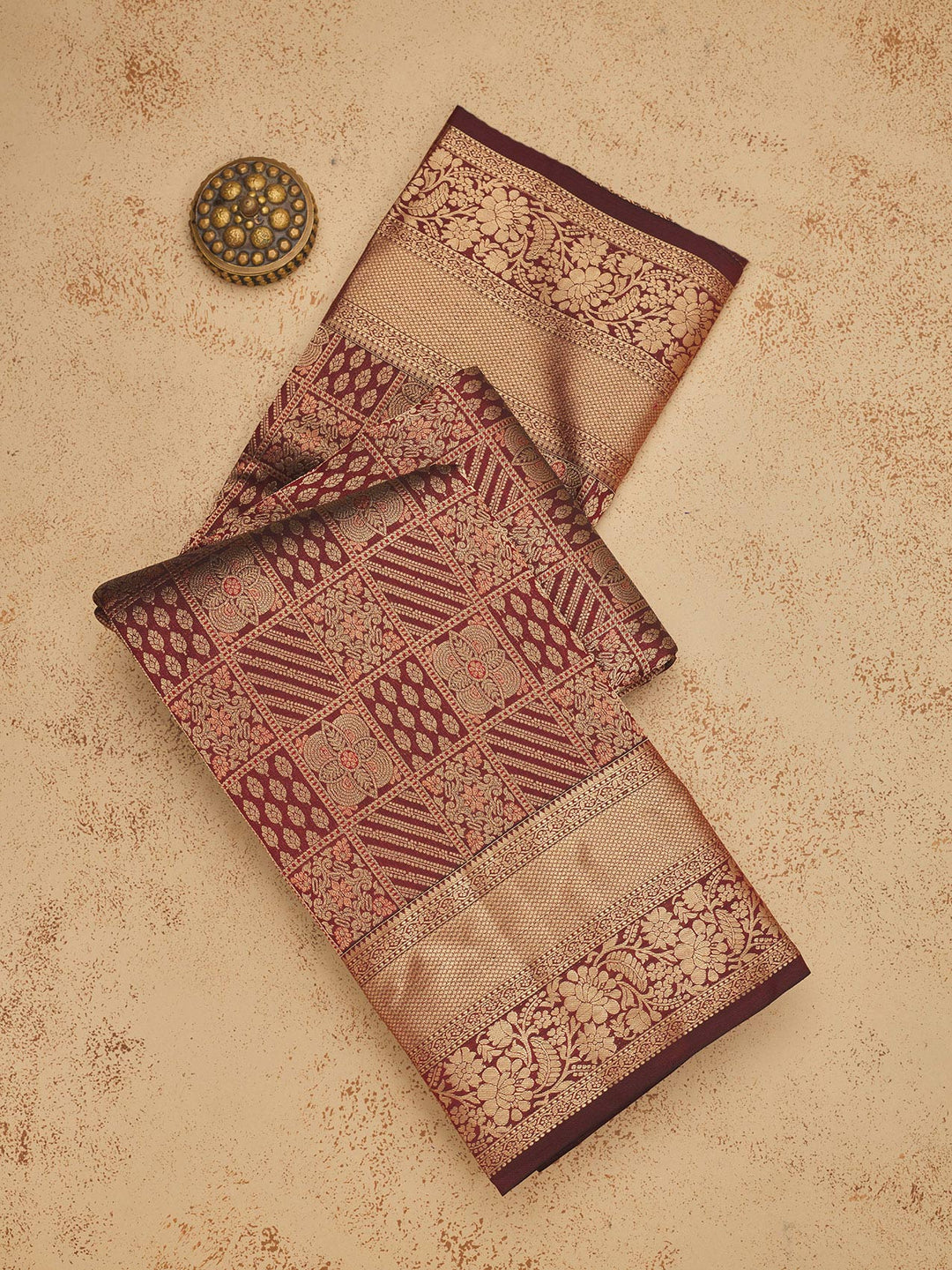 Brown Zariwork Pure Silk Saree