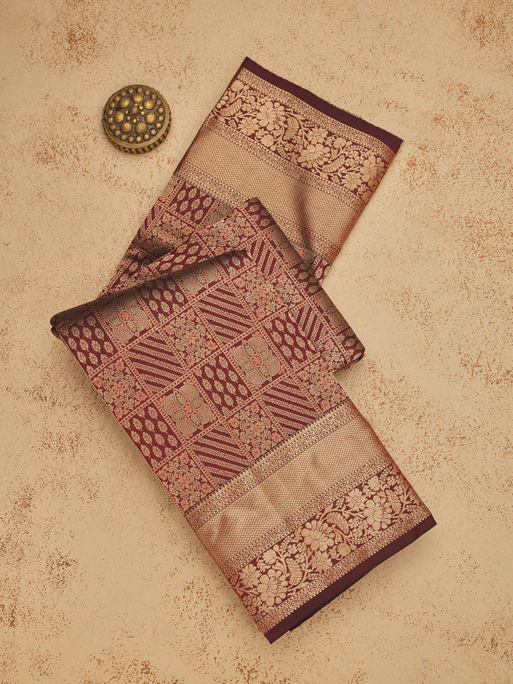 Brown Zariwork Pure Silk Saree