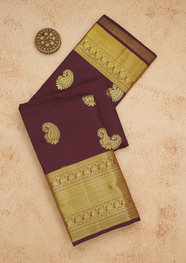 Brown Zariwork Pure Silk Saree