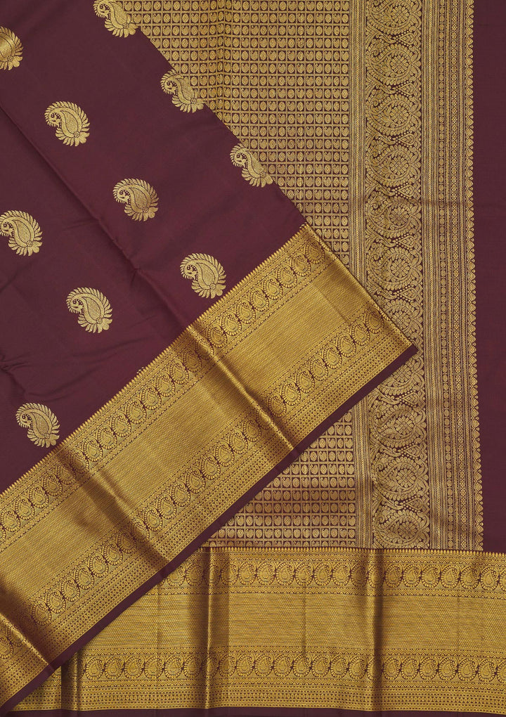 Brown Zariwork Pure Silk Saree