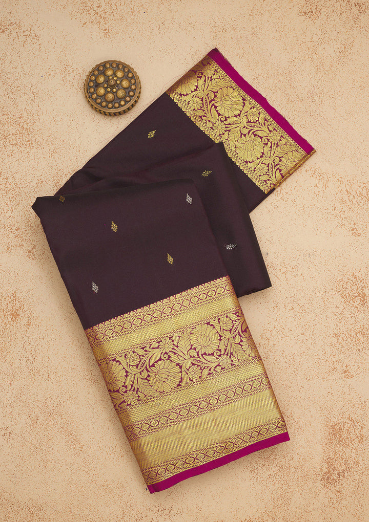 Brown Zariwork Pure Silk Saree