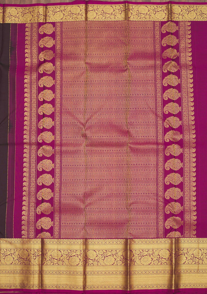 Brown Zariwork Pure Silk Saree
