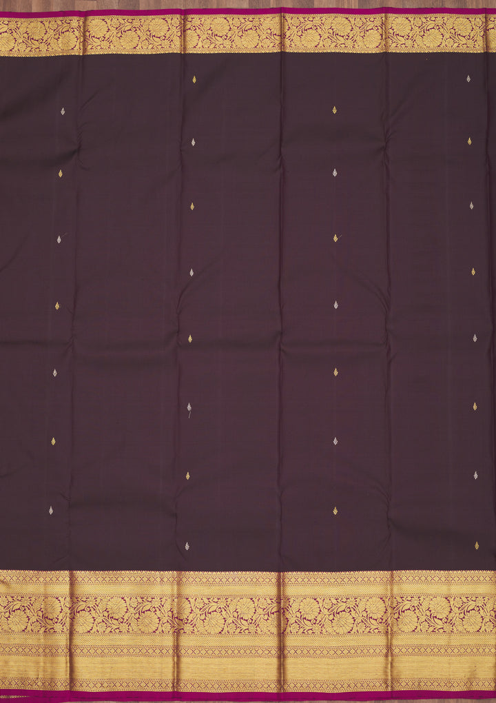 Brown Zariwork Pure Silk Saree