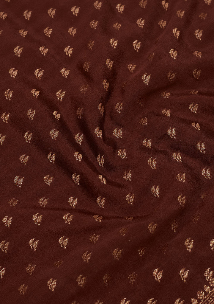 Brown Zariwork Pure Silk Saree