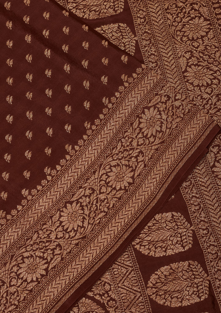 Brown Zariwork Pure Silk Saree