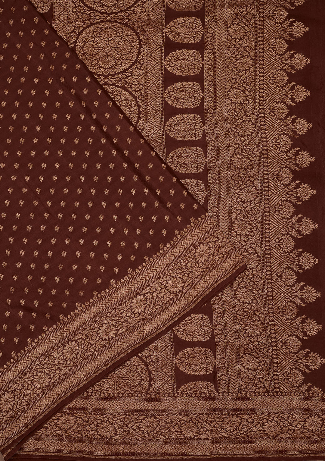 Brown Zariwork Pure Silk Saree