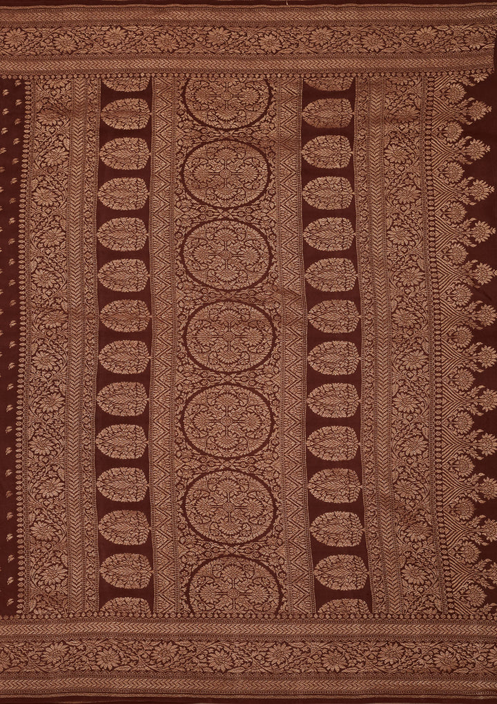 Brown Zariwork Pure Silk Saree