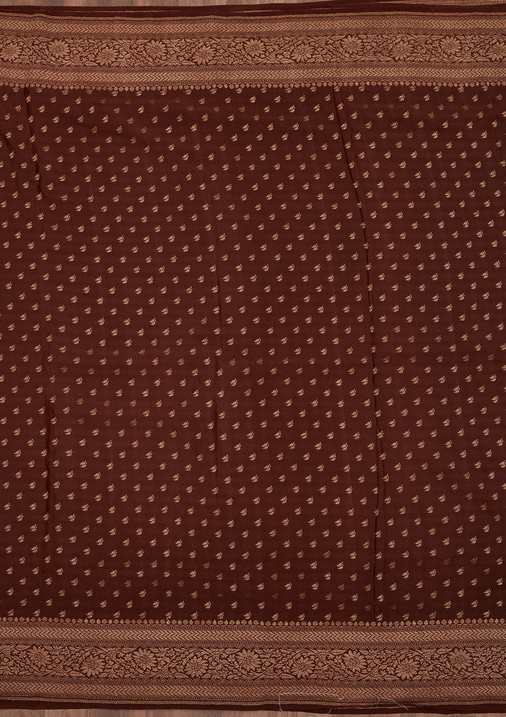 Brown Zariwork Pure Silk Saree