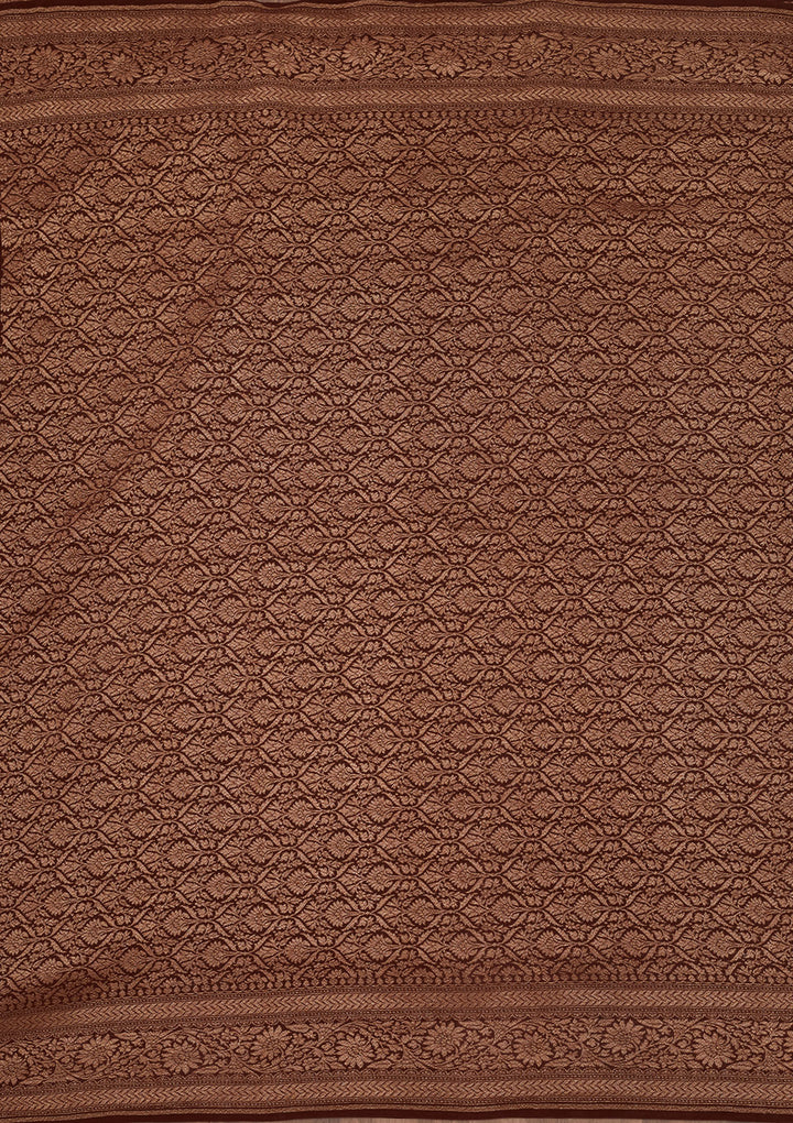 Brown Zariwork Pure Silk Saree