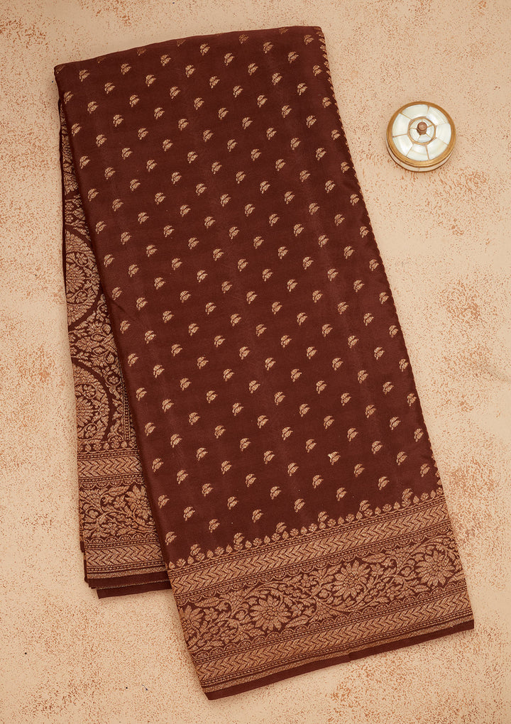 Brown Zariwork Pure Silk Saree