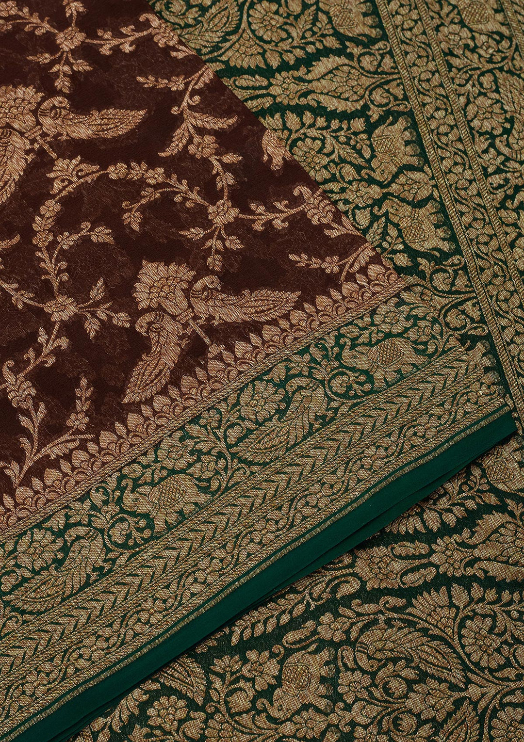 Brown Zariwork Pure Silk Saree