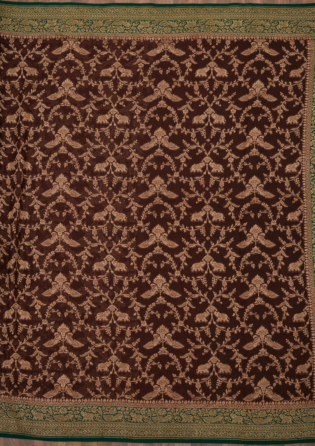 Brown Zariwork Pure Silk Saree