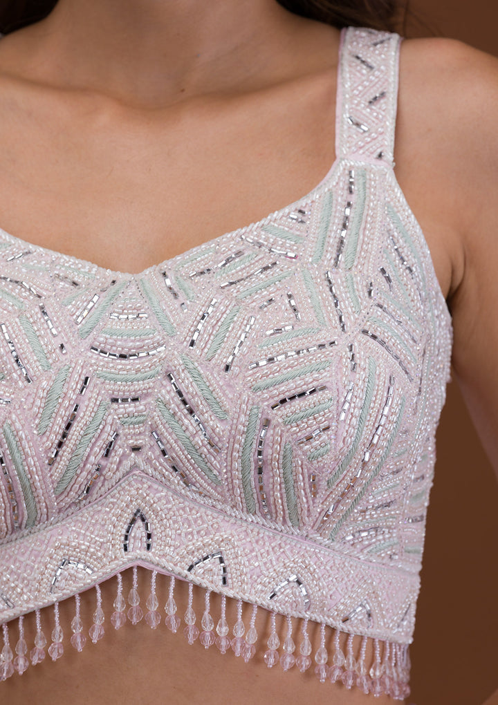 Cream Cutdana Georgette Readymade Lehenga