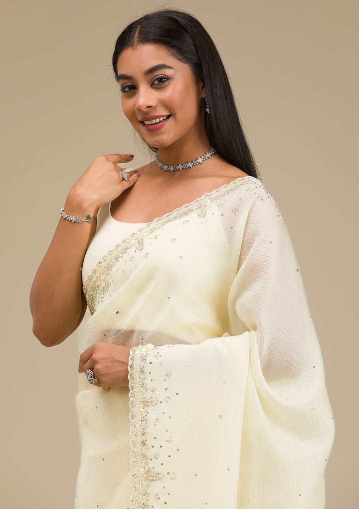Cream Cutdana Georgette Saree