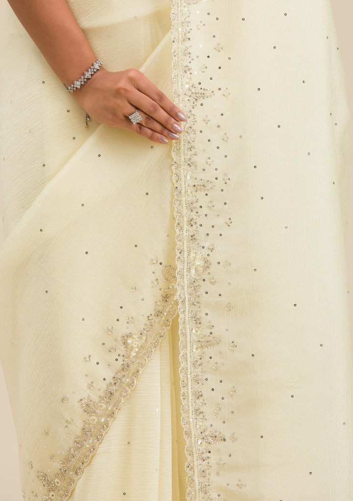 Cream Cutdana Georgette Saree