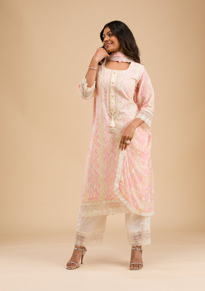 Peach Cutwork Cotton Readymade Salwar Suit