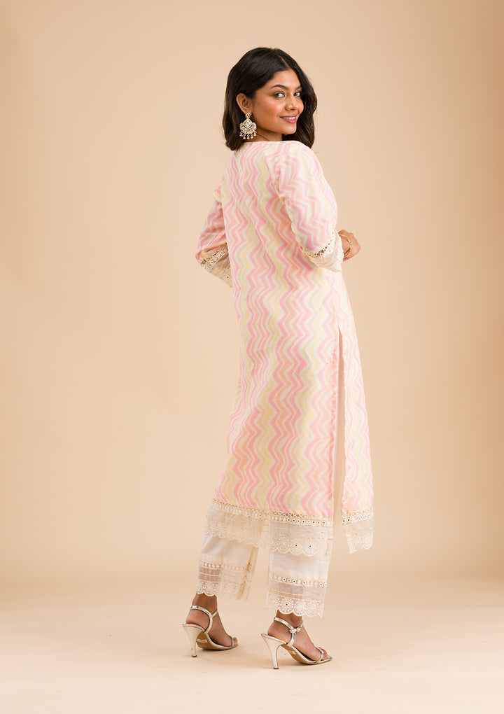 Peach Cutwork Cotton Readymade Salwar Suit