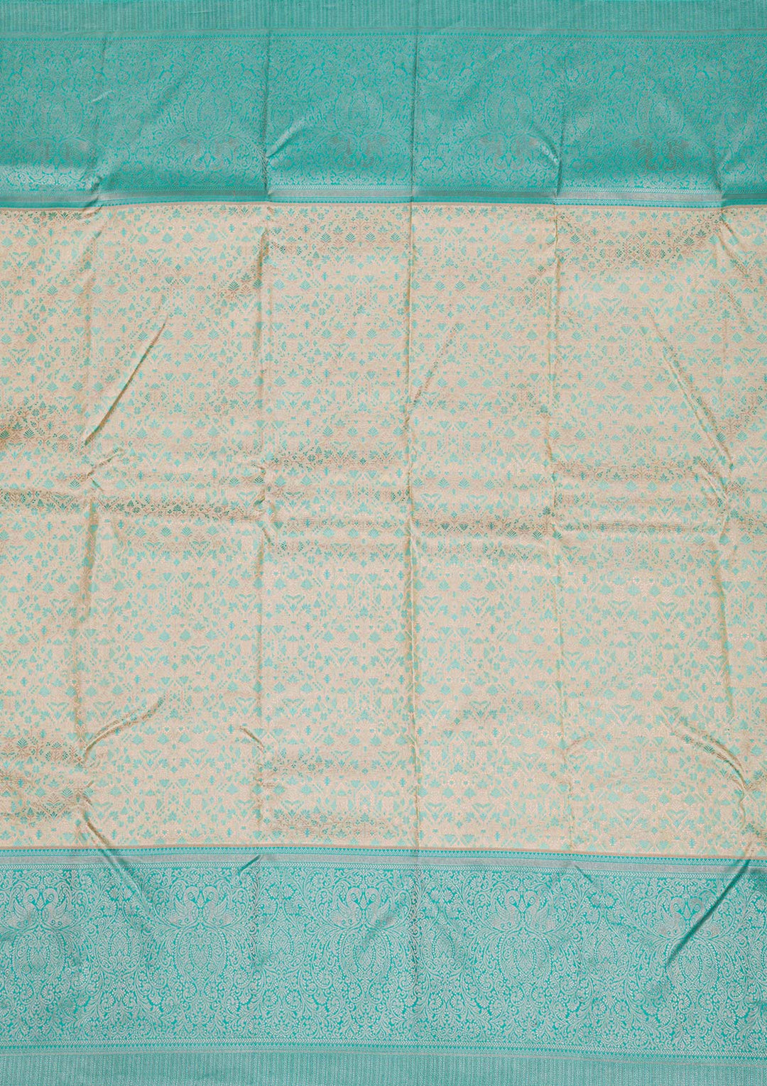 Cream Silver Zariwork Kanjivaram Pure Silk Saree
