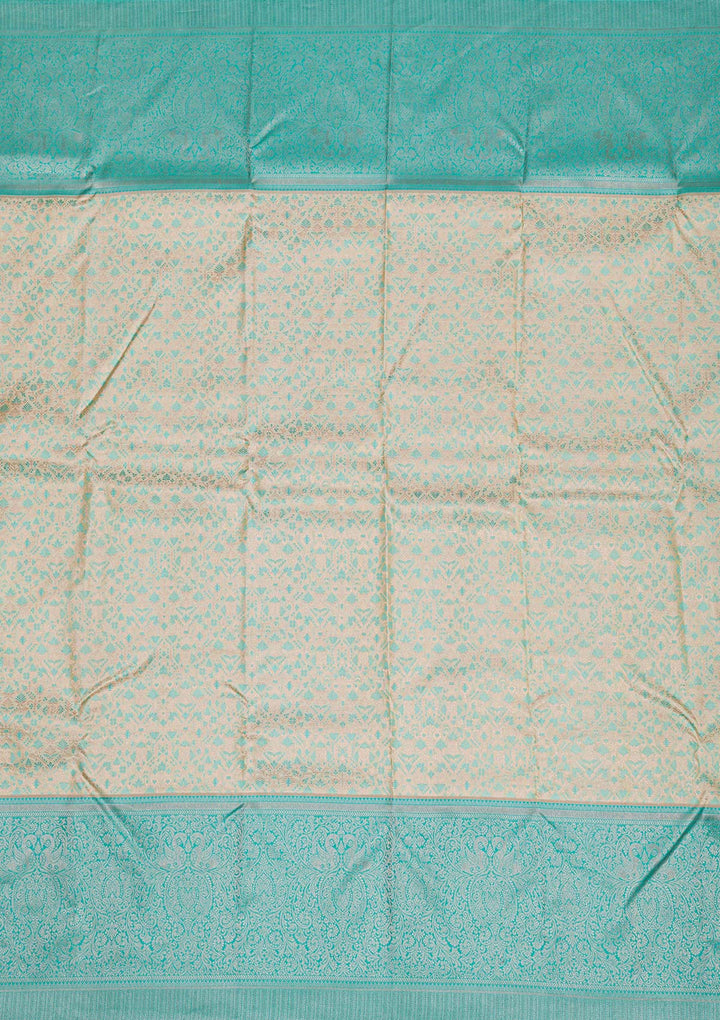 Cream Silver Zariwork Kanjivaram Pure Silk Saree