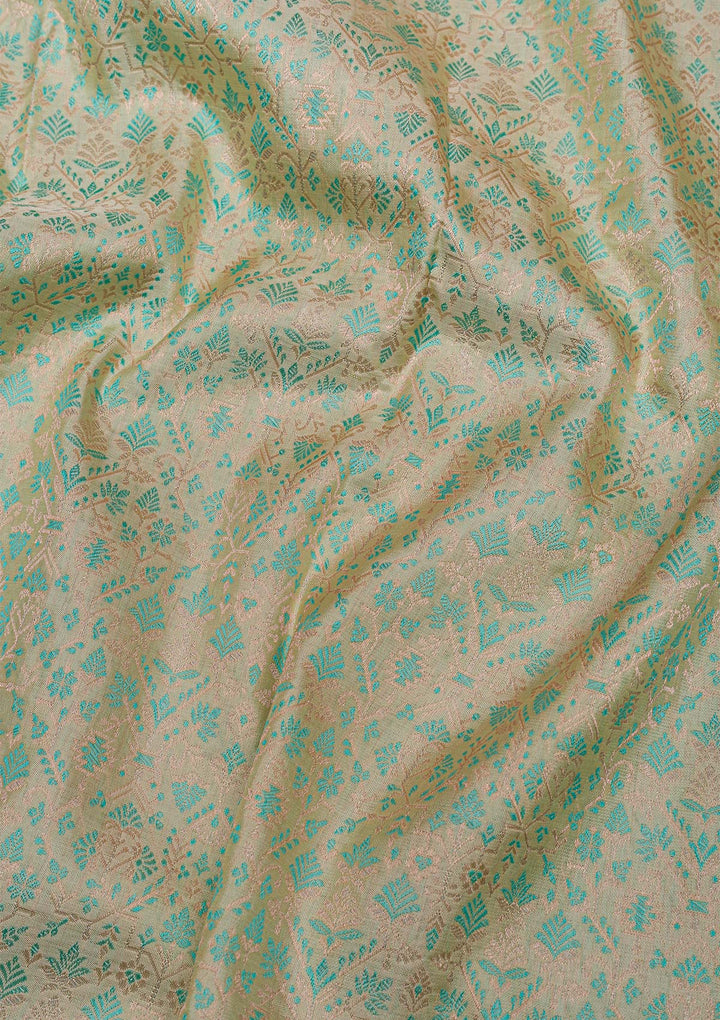 Cream Silver Zariwork Kanjivaram Pure Silk Saree