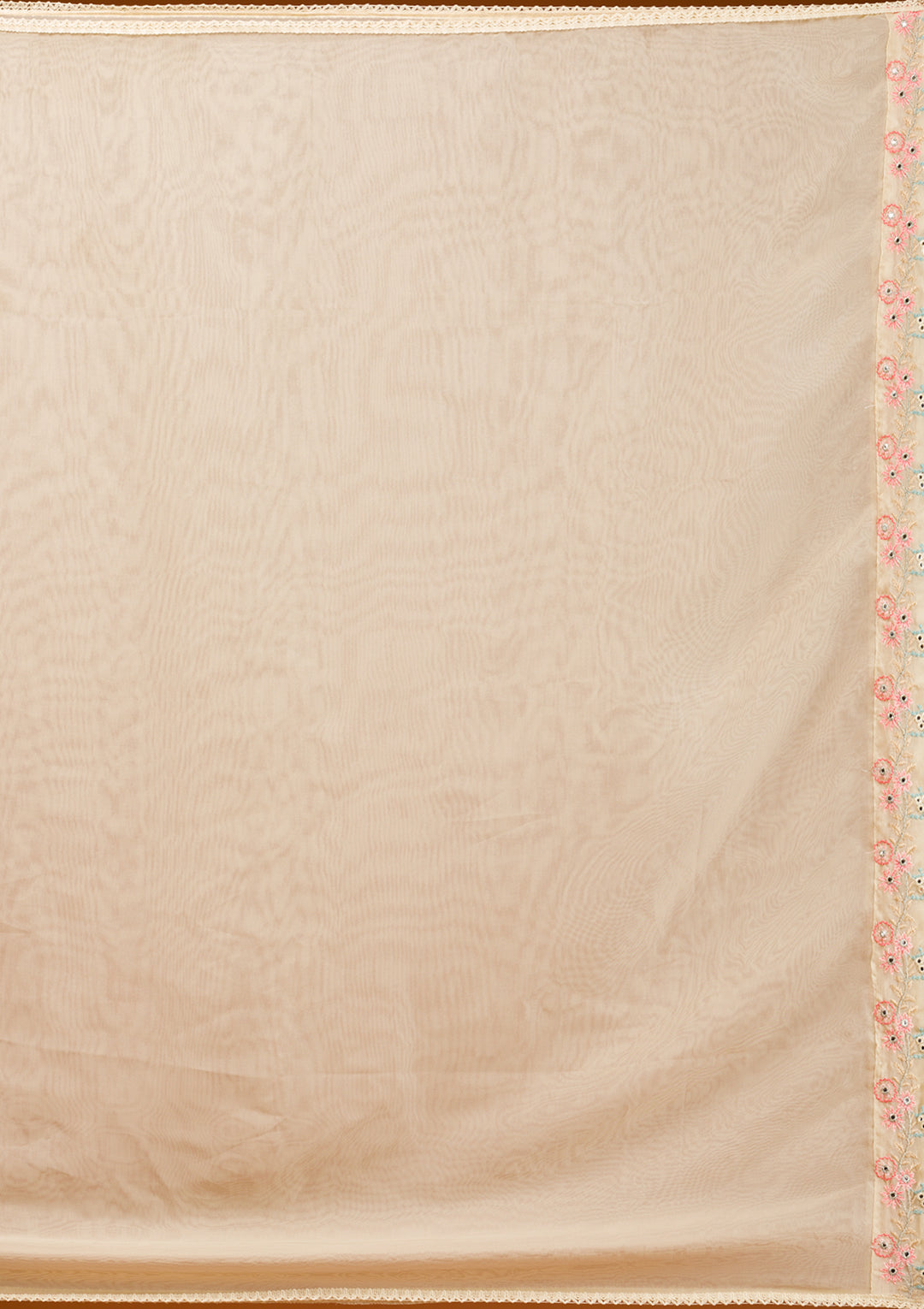 Cream Threadwork Georgette Readymade Salwar Suit