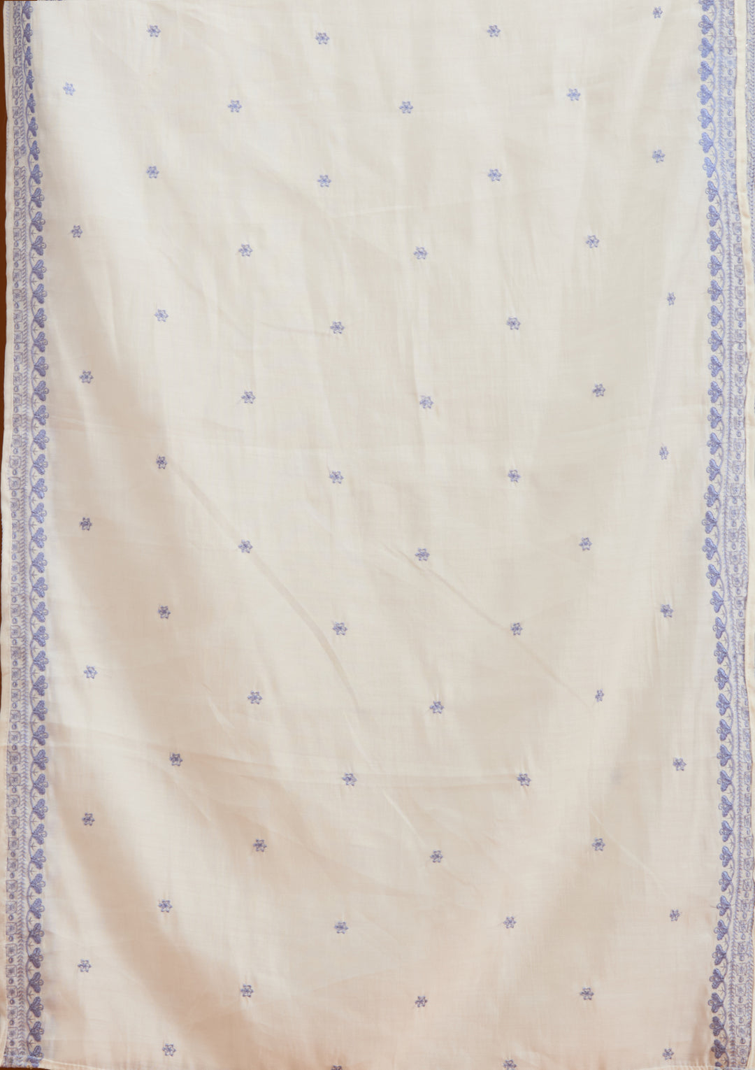 Cream Threadwork Semi Crepe Readymade Salwar Suit