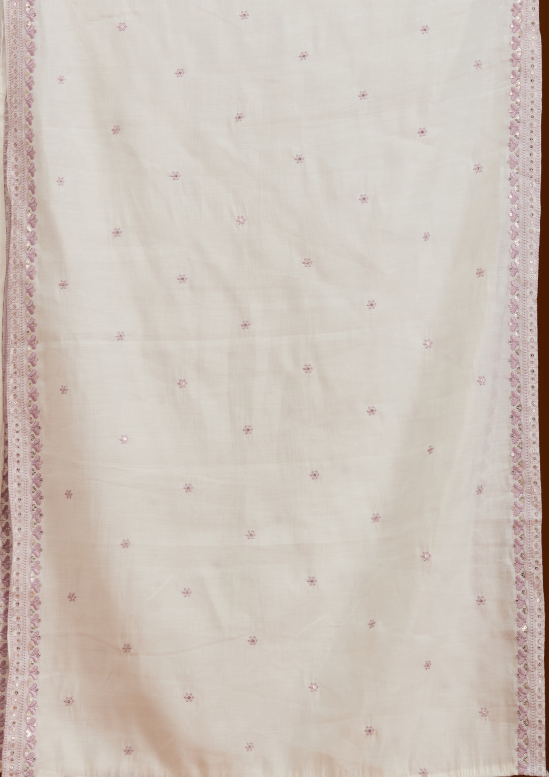Cream Threadwork Semi Crepe Readymade Salwar Suit