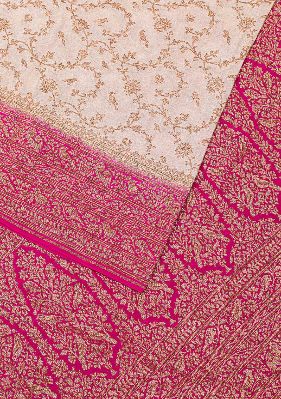 Cream Zariwork Banarasi Pure Silk Saree