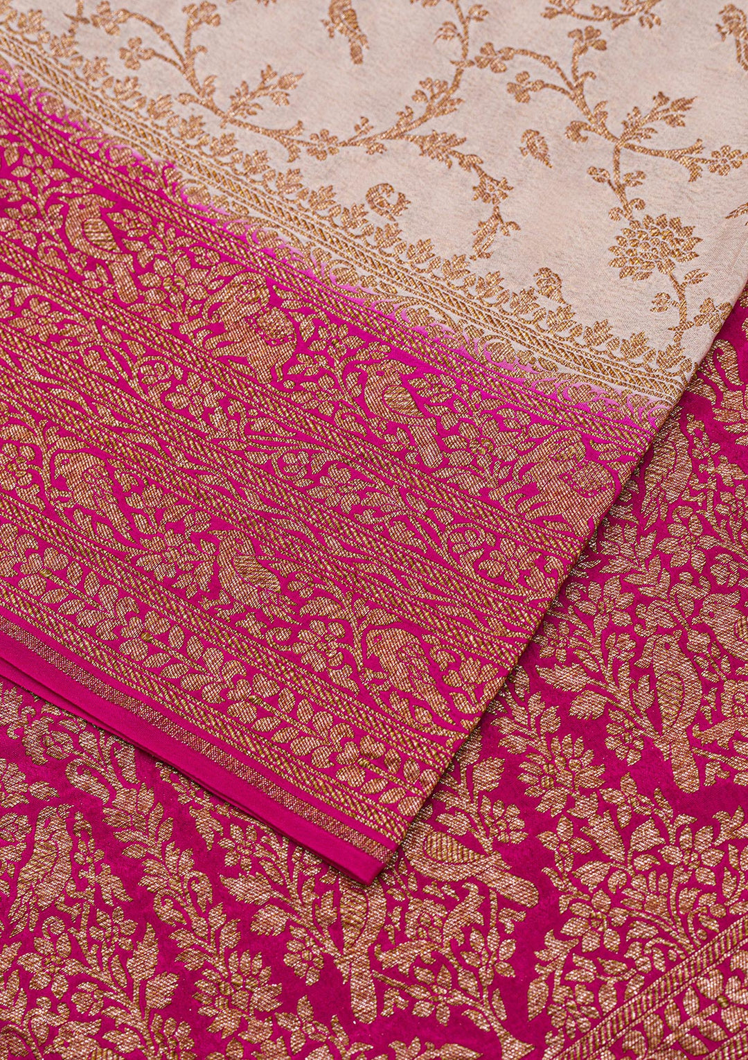 Cream Zariwork Banarasi Pure Silk Saree