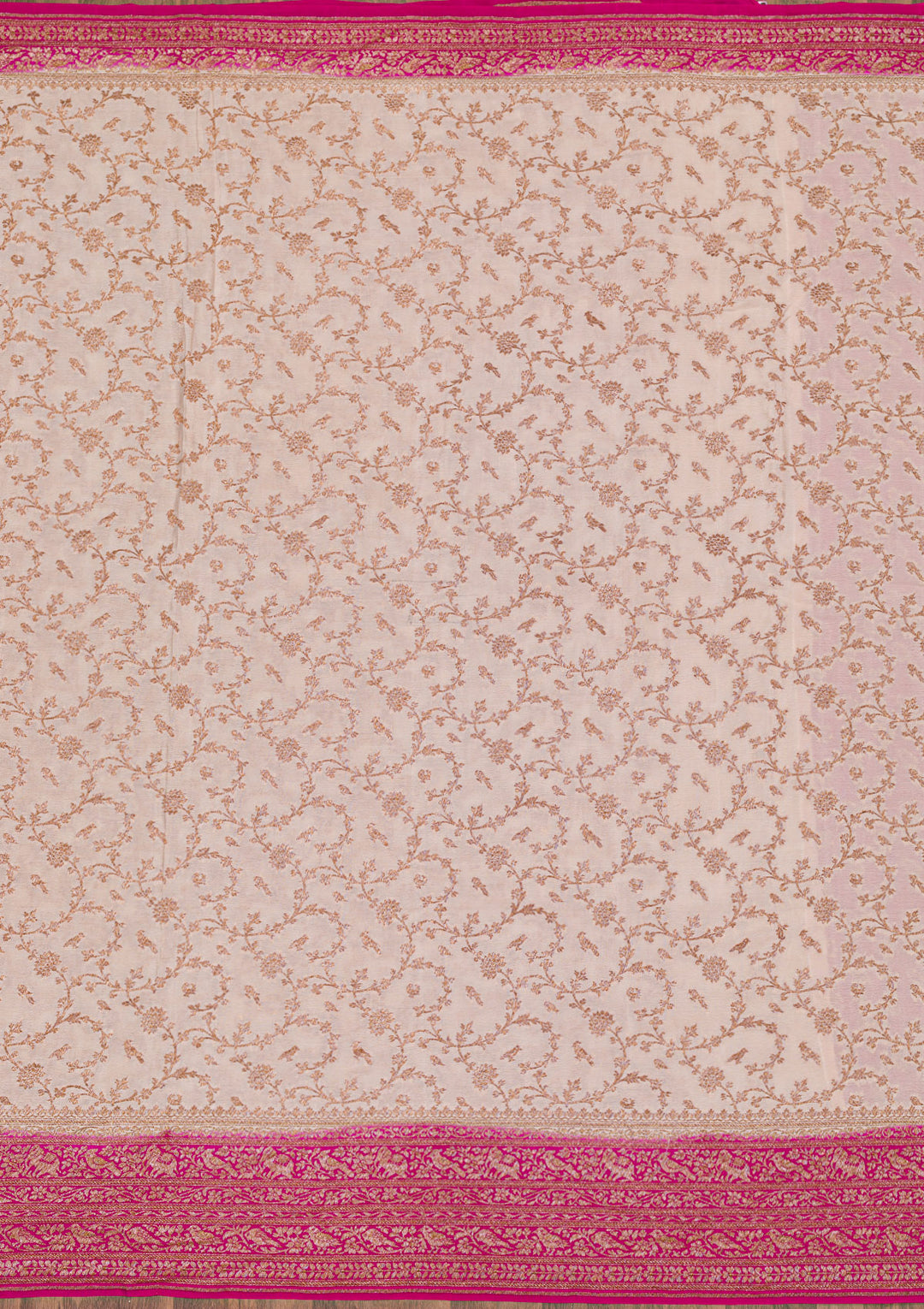 Cream Zariwork Banarasi Pure Silk Saree