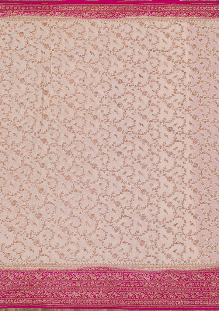 Cream Zariwork Banarasi Pure Silk Saree